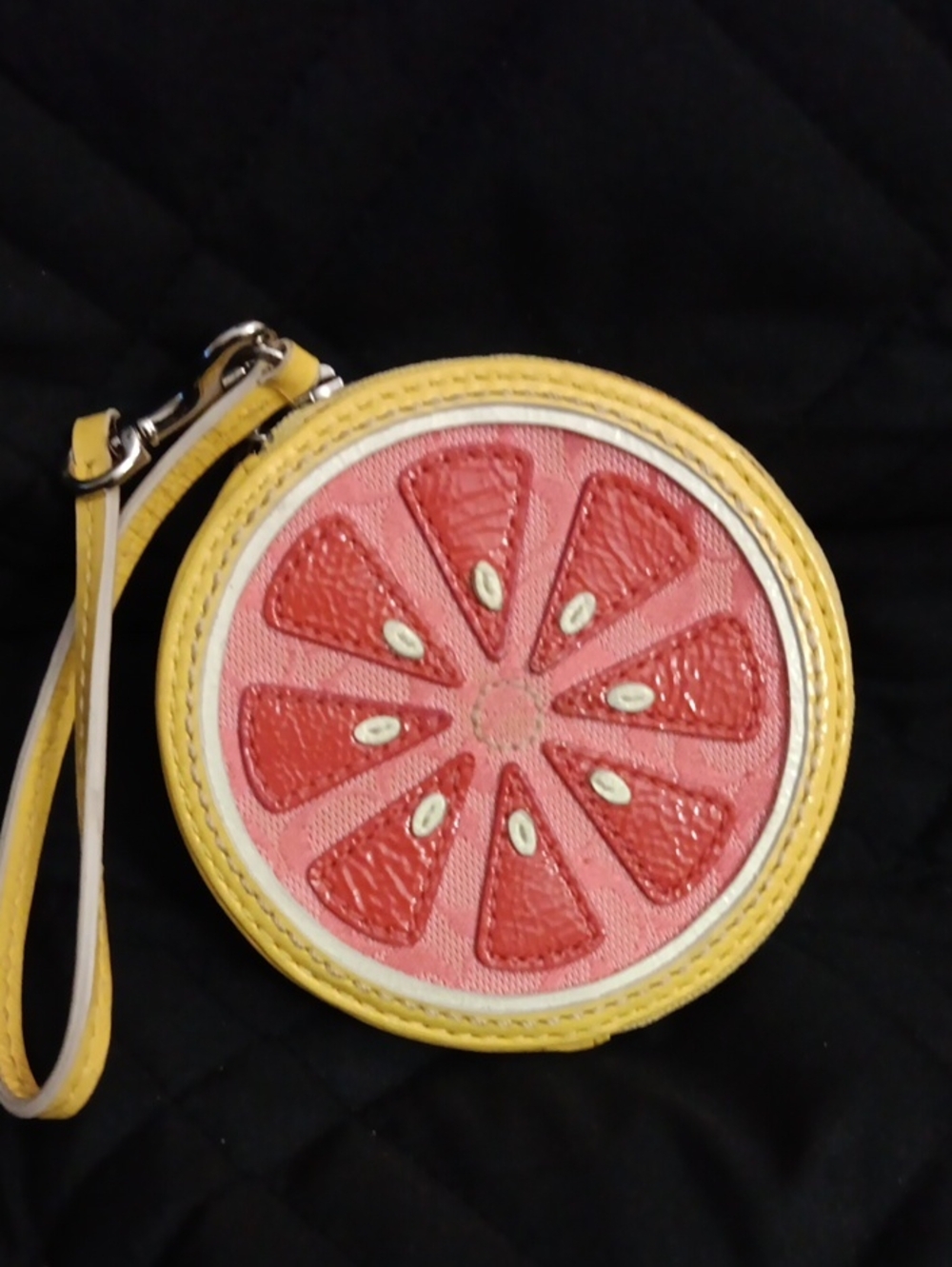 Yellow & Pink Coach  Fruit Slice Wristlet Coin Purse